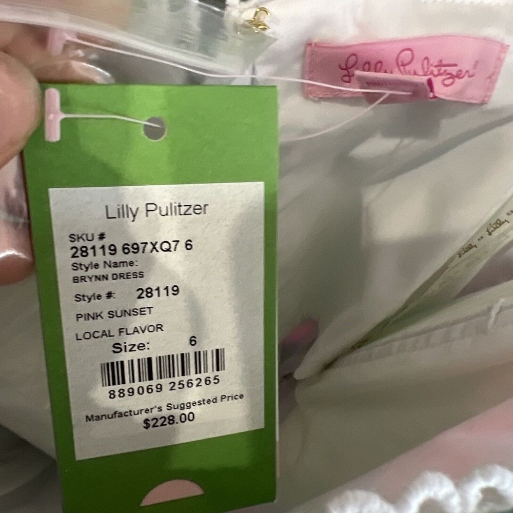 $228 NWT LILLY PULITZER Sz6‎ BRYNN LACE DETAIL STRAPLESS DRESS PINK SUNSET PRINT - Picture 6 of 11